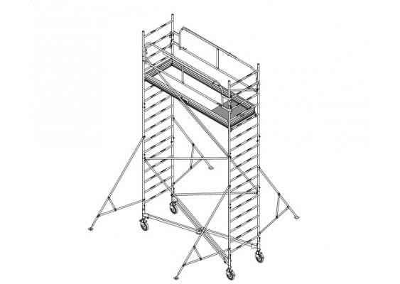 Echafaudage Roulant Acier - 0.76x2.90m - Hauteur Max 12m HP - Comabi - Généris 1000/3