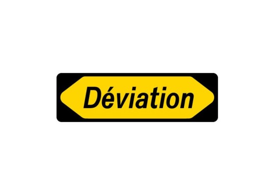 Panneau de signalisation - Deviation Droite ou Gauche - 1000X300 - Classe T1 Panneau de signalisation - Deviation Droite ou Gauche - 1000X300 - Classe T1