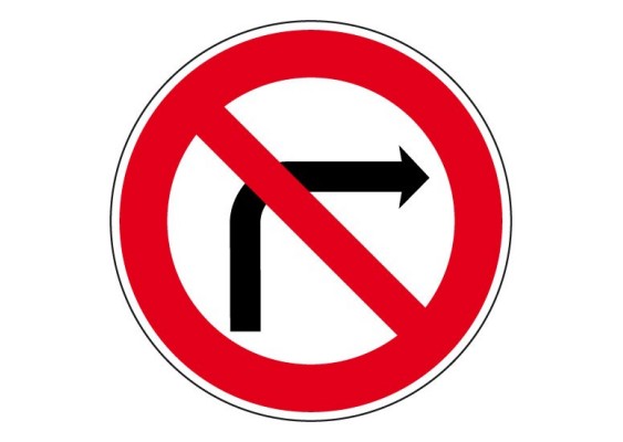 Panneau de signalisation - Interdiction de tourner à Droite - D850mm - Classe T1 Panneau de signalisation - Interdiction de tourner à Droite - D850mm - Classe T1