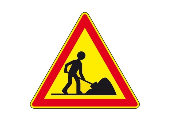 Panneau de signalisation - Attention Travaux  - 1000mm -  Classe T2 - AK5